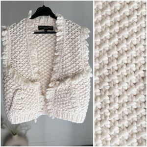 Anthropology Twinkle by Wenlan Cream 100% Wool Vest M-L